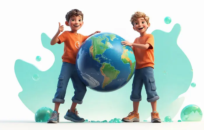 World Environment Day Concept 3D Character Illustration image